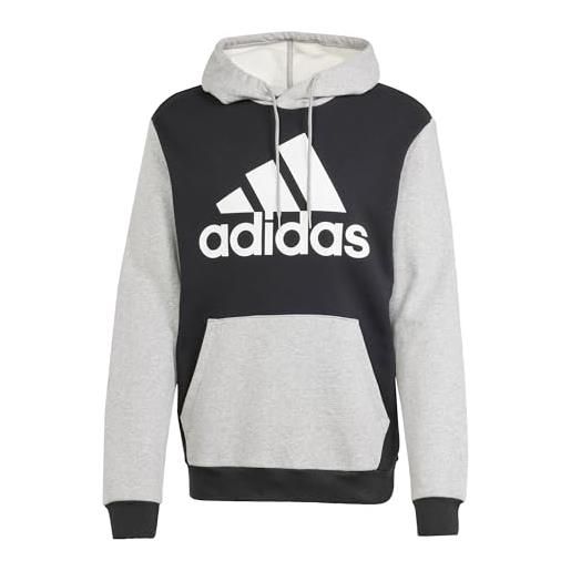 adidas essentials fleece big logo hoodie felpa con, black/medium grey heather, xxl men's