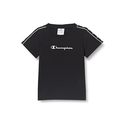 Champion legacy tape 2.0-s/s t-shirt, nero, 7-8 anni bambine e ragazze