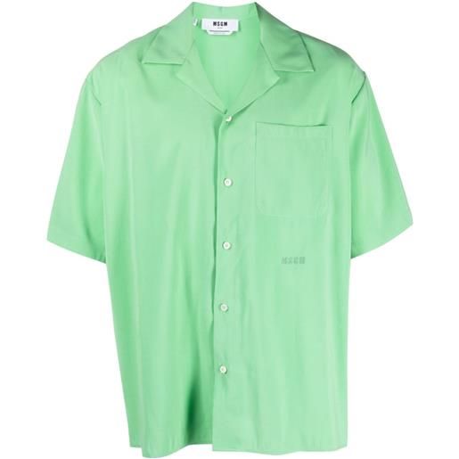 MSGM camicia a maniche corte con ricamo - verde