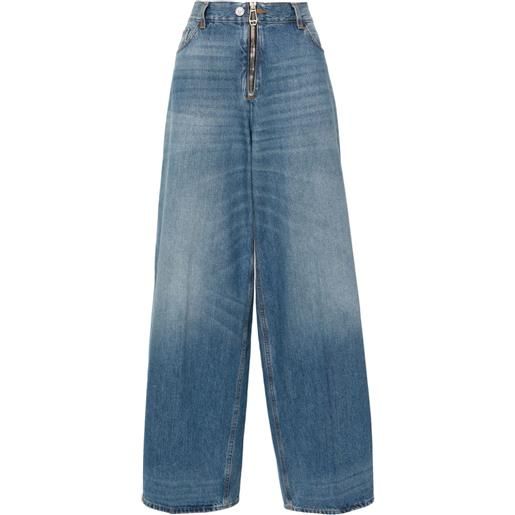 Haikure jeans bethany zip a gamba ampia - blu