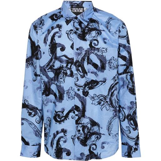 Versace Jeans Couture camicia con stampa watercolour couture - blu
