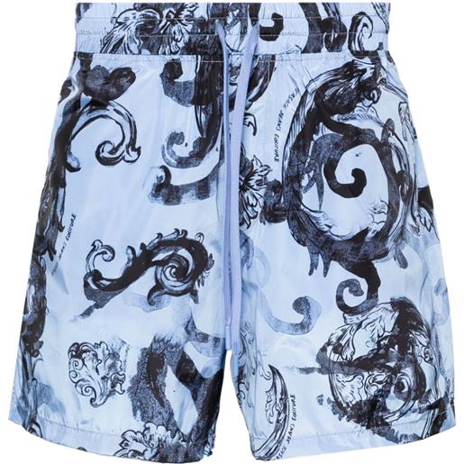 Versace Jeans Couture shorts sportivi con stampa watercolour couture - blu