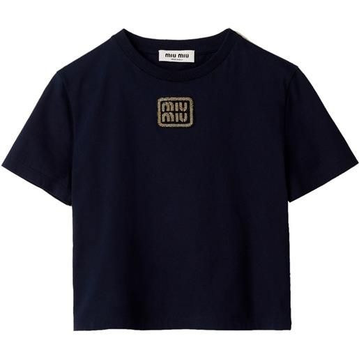 Miu Miu t-shirt con applicazione crop - blu