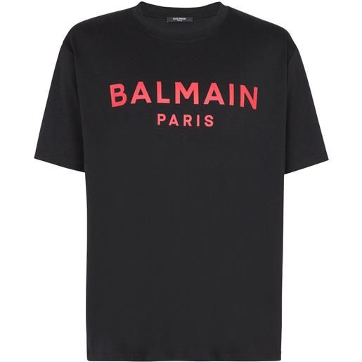 Balmain t-shirt paris con stampa - nero