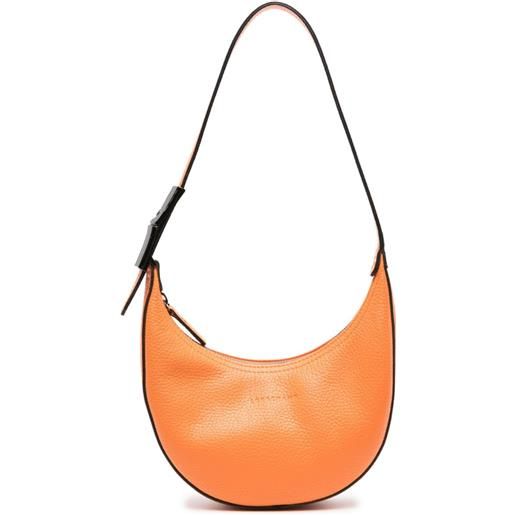 Longchamp borsa a spalla roseau piccola con logo goffrato - arancione