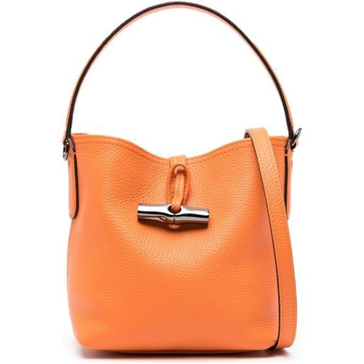 Longchamp borsa a secchiello piccola roseau essential - arancione