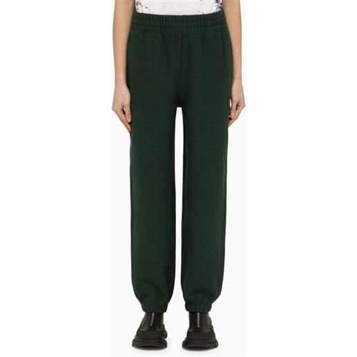 Burberry pantalone jogging verde scuro in cotone