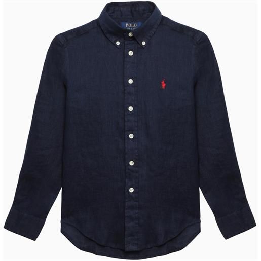 Polo Ralph Lauren camicia button-down blu navy in lino