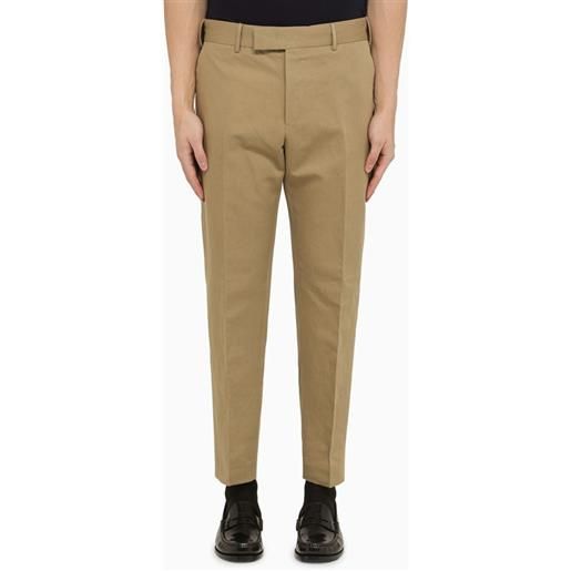 PT Torino pantalone slim color corda in cotone e lino