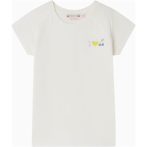 Bonpoint t-shirt girocollo bianca con ricamo