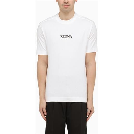 ZEGNA t-shirt girocollo bianca con logo