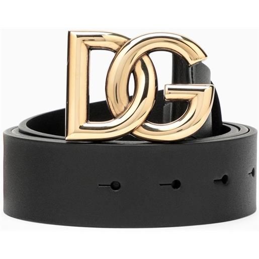 Dolce&Gabbana cintura nera con placca dg in rutenio