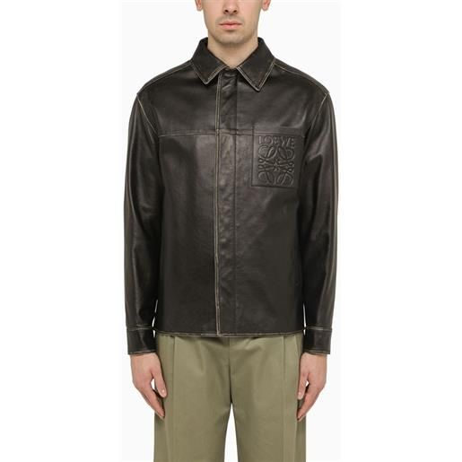 Loewe giacca-camicia in nappa nera con anagramma