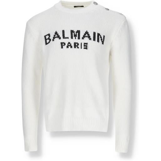 BALMAIN maglione con logo in cotone balmain