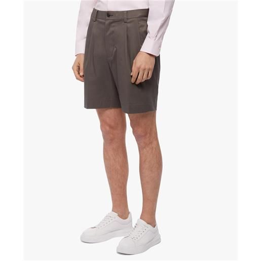Brooks Brothers shorts stretch con pince frontali grigio