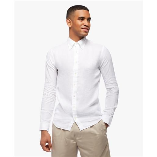 Brooks Brothers camicia sportiva milano slim-fit in lino bianco
