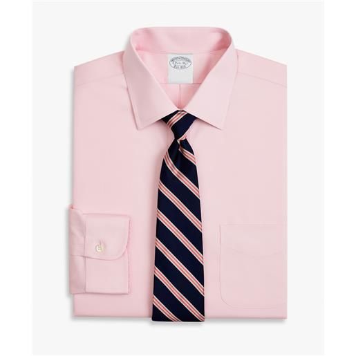 Brooks Brothers camicia rosa regular fit non-iron in cotone elasticizzato con collo ainsley