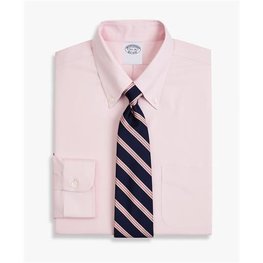 Brooks Brothers camicia rosa chiaro slim fit non-iron in cotone elasticizzato con collo button-down