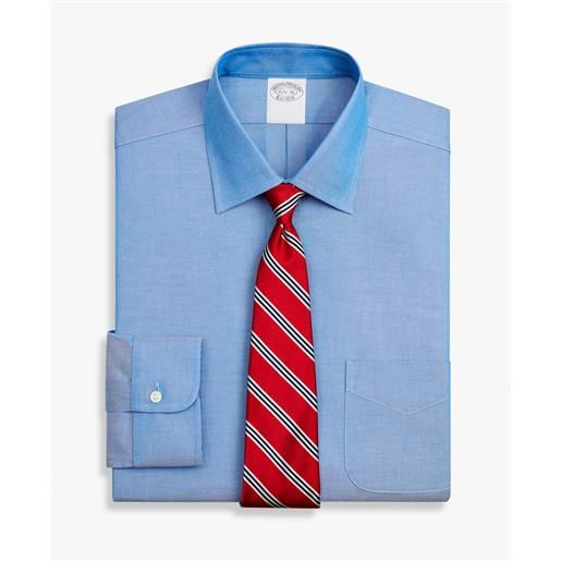 Brooks Brothers camicia blu slim fit non-iron in cotone elasticizzato con collo ainsley