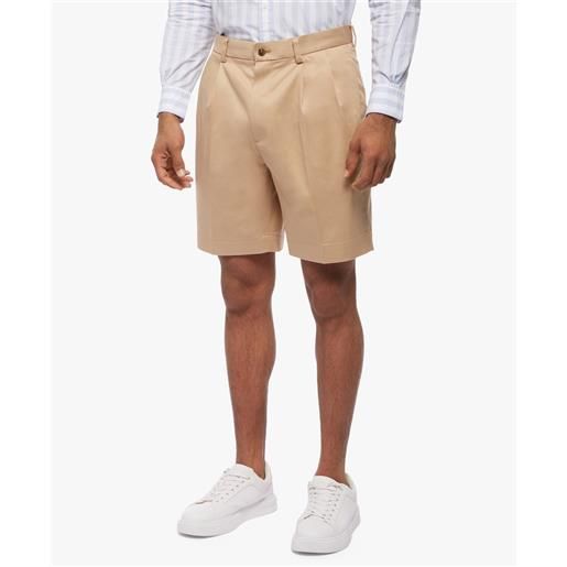 Brooks Brothers shorts stretch con pince frontali beige scuro