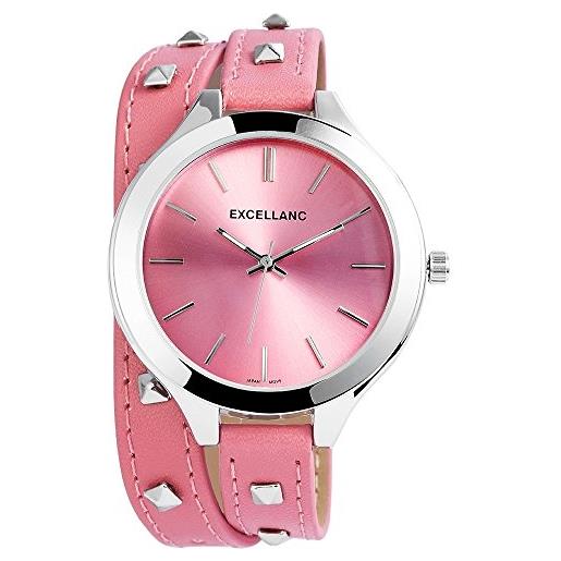 Excellanc orologio donna al quarzo Excellanc display analogico cinturino pelle rosa e quadrante rosa 199225600001