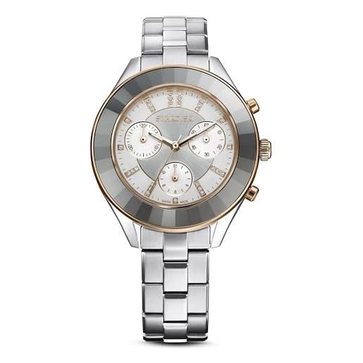 Swarovski octea lux sport orologio, con cristalli Swarovski, acciaio inox, bracciale di metallo, meccanismo al quarzo, tono argentato
