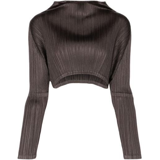 Pleats Please Issey Miyake pleated cropped top - grigio