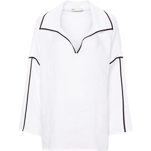 Tory Burch camicia con rifinitura a contrasto - bianco