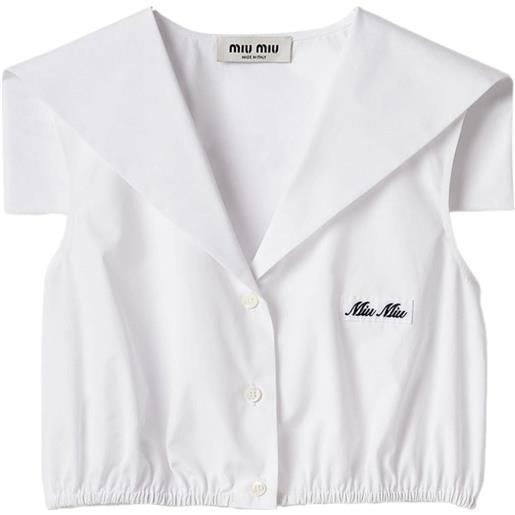 Miu Miu top crop con applicazione - bianco