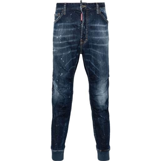 Dsquared2 jeans sportivi slim con effetto vissuto - blu