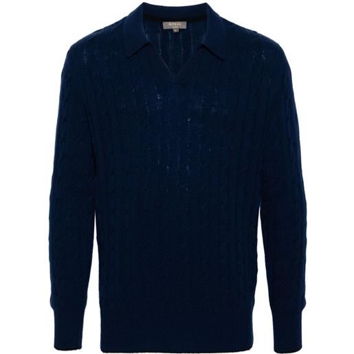 N.Peal maglione con lavorazione a trecce - blu