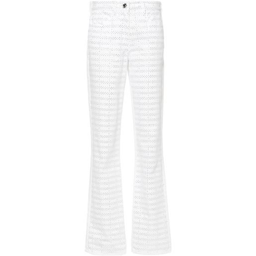 Genny jeans dritti con strass - bianco