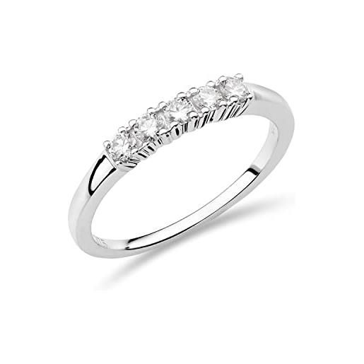 MIORE anello dell' eternità a 4 griffe con diamanti naturali da 0,25 ct in oro bianco 9 carati 375