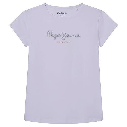 Pepe Jeans hana glitter s/s n, t-shirt bambine e ragazze, rosa (soft pink), 10 anni