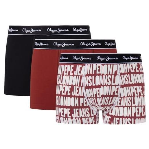 Pepe Jeans allover logo tk 3p, bermuda uomo, rosso (bordeaux), l