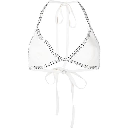 Loulou top con coppe a triangolo con decorazione di perline - bianco