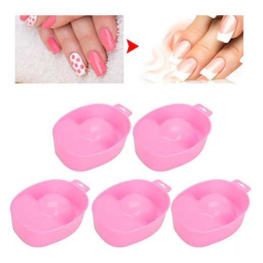 Yinhing ciotole per la rimozione dello smalto per unghie ciotole per ammollo delle dita, 5 pezzi vassoio per manicure per rimozione del gel per la cura delle mani ciotola pulita per la cura delle mani rosa pe