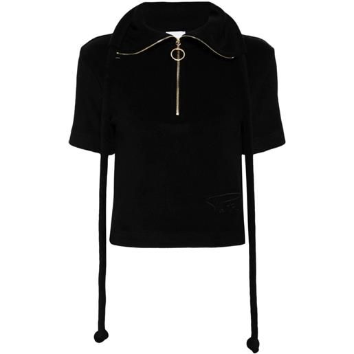 Patou polo con mezza zip - nero