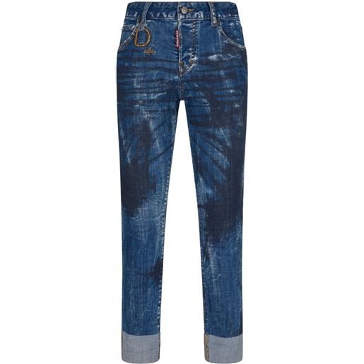 Dsquared2 jeans slim con effetto schiarito - blu