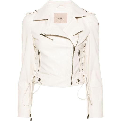 TWINSET giacca biker con applicazione - bianco
