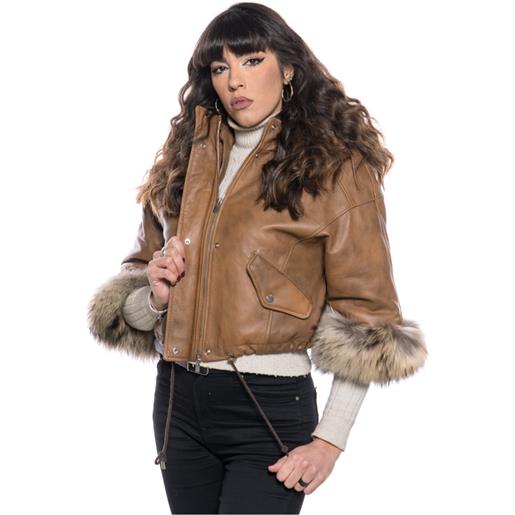 Leather Trend beatrice - giacca donna cuoio in vera pelle e vera pelliccia