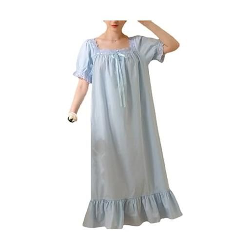 Jsrichhe camicia da notte vintage vittoriana 100% cotone camicia da notte elegante pigiama camicia da notte, viola, xl