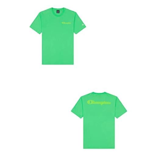 Champion legacy neon spray contrast logo s/s t-shirt, verde prato, m uomo