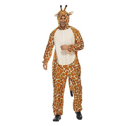 Caxndycing pigiama da uomo e donna onesie jumpsuit giraffa animale costume halloween carnevale costume adulto costume animale con cerniera pigiama, colore: arancione. , m