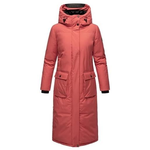 Navahoo cappotto invernale da donna, extra lungo, con cappuccio, colore nuvoloso, xiv xs-xxl, rosso, m