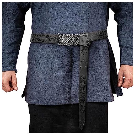 Joberio cintura medievale in ecopelle, cintura vichinga rinascimentale, con fibbia in rilievo cintura in rilievo per accessori di abbigliamento cintura rinascimentale da uomo