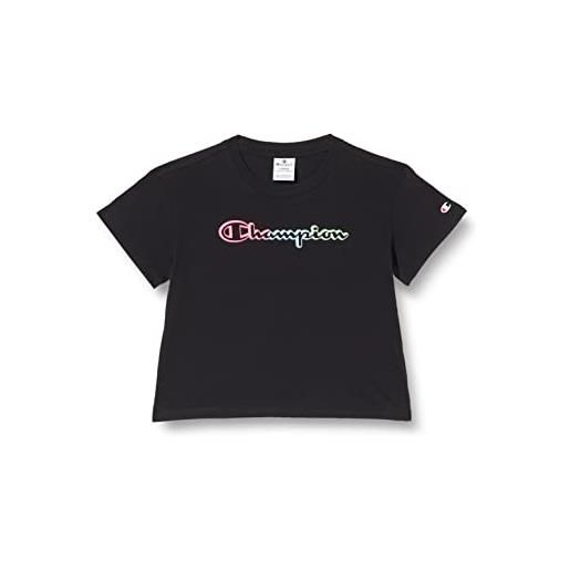 Champion legacy color ground-logo boxy s/s t-shirt, nero, 9-10 anni bambine e ragazze