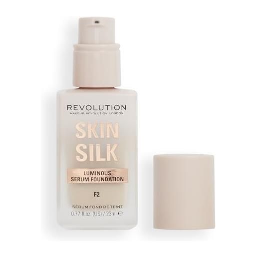 Makeup Revolution, skin silk serum foundation, light to medium coverage, contains hyaluronic acid, f2, 23ml