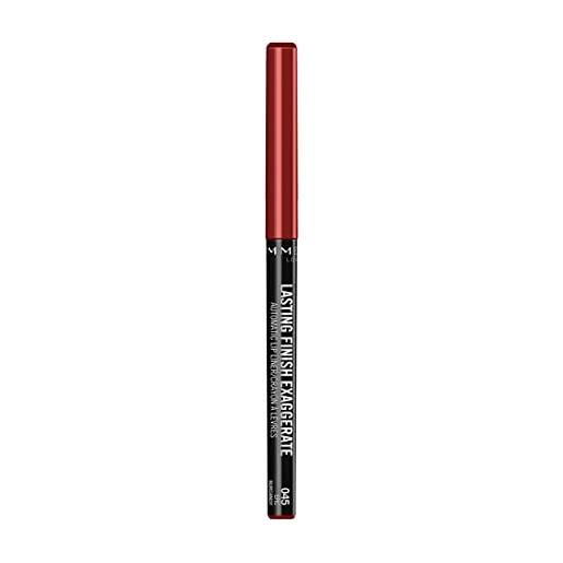 Rimmel London matita labbra automatica exaggerate, lunga durata, tratto preciso e colore intenso, 045 epic burgundy