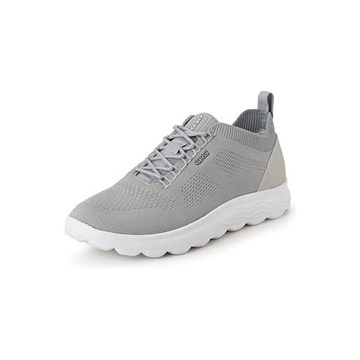 Geox spherica, scarpe da ginnastica uomo, bianco (white/light grey), 44 eu narrow